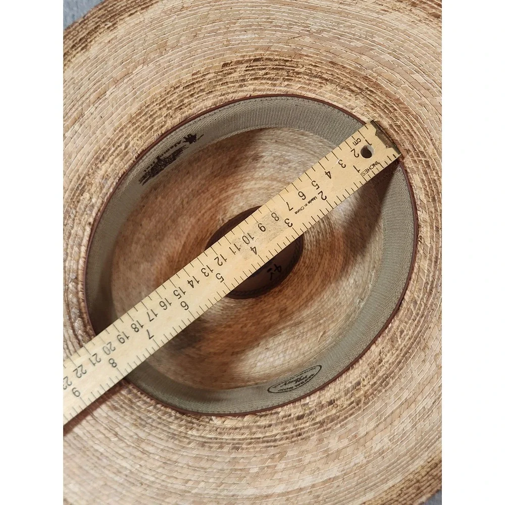 Alamo Hat Cowboy Hat Mens OS Tan Good Woven Straw Leather Band Conchos Western